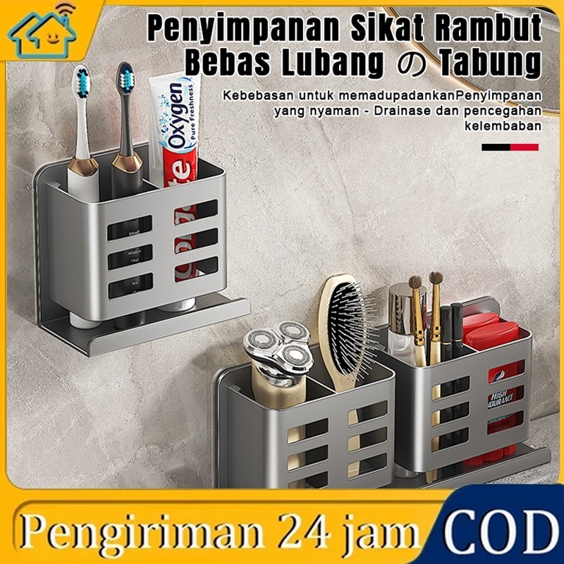 Rak penyimpanan kamar mandi, rak penyimpanan sisir dan sikat gigi/dipasang di dinding tanpa ditinju