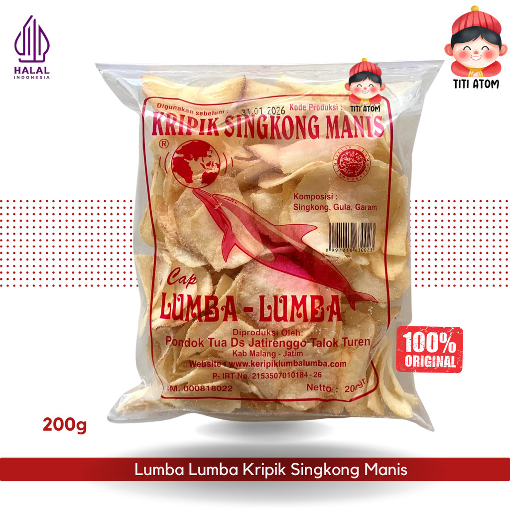 

Lumba Lumba Kripik Keripik Singkong Pohong Manis 200g