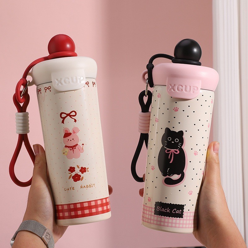 Grosir Asemka - Tumbler Sweet Tale Stainless Steel dengan Sedotan dan Gantungan 650ml HZ064