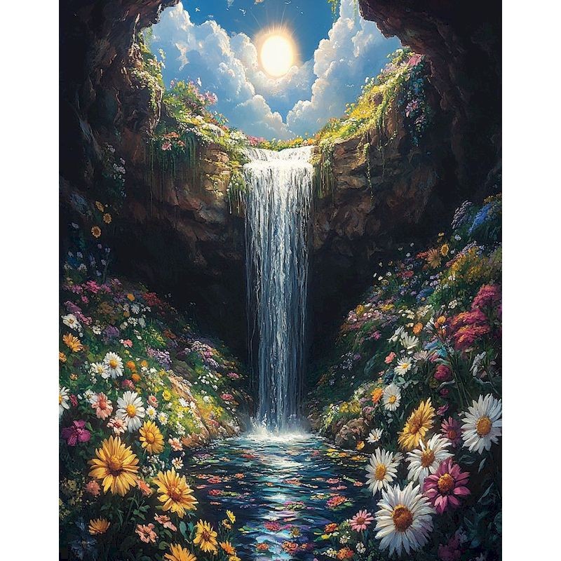 

GATYZTORY Scenery DIY oil Painting By Numbers Kit Handpainted art acrylic paint by numbers Ravine Waterfall diy Paintings on can