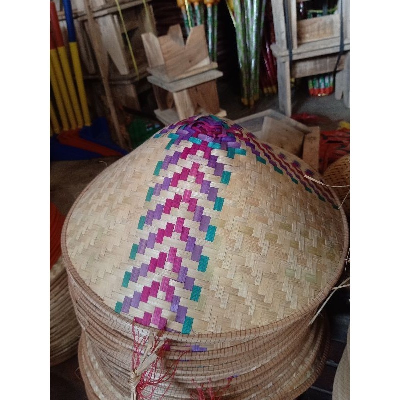 Caping Motif Caping Bambu Caping Lurik Topi Petani Tudung Bambu