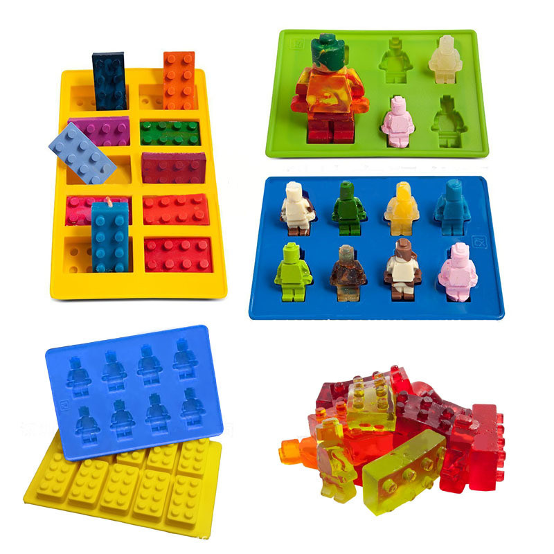 

Building Block Robot Set Silicone Mold For Ice Cube Pastry Cookies Fondant Chocolate Epoxy Sugarcraft Mould Kitchen Tool