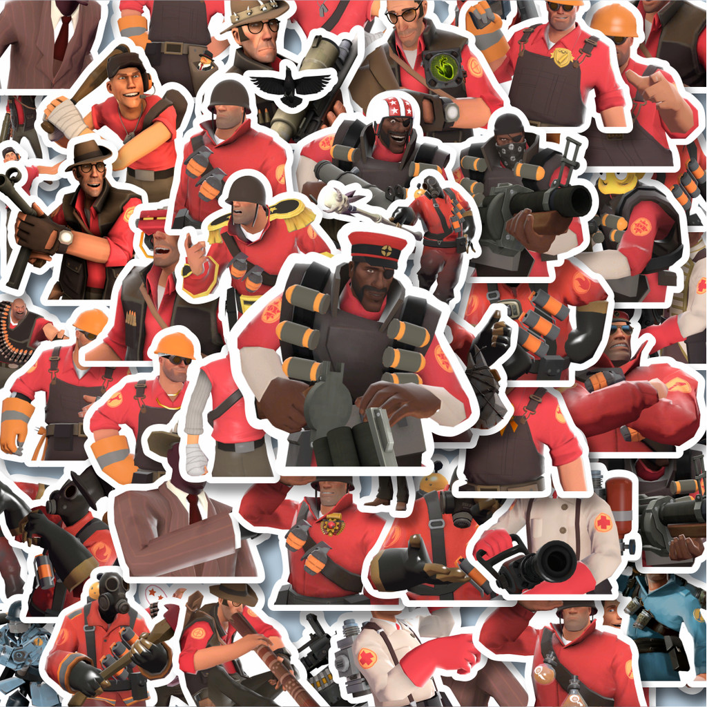 

100PCS Lucu Stiker Game Series Team Fortres Character V12 Stiker Aesthetic Stiker Anti Air Stikers Berperekat Waterproof sticker decal buat Motor Helm Buku Journal Koper Casing HP Laptop Botol Minum Hadiah anak