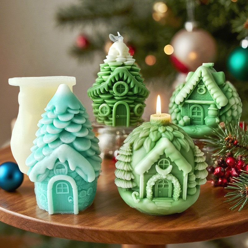 

Candle Pinecone Tree House Silicone Mold DIY Aroma Plaster Resin Decoration Mould Handmade Soap Candle Making Supplies