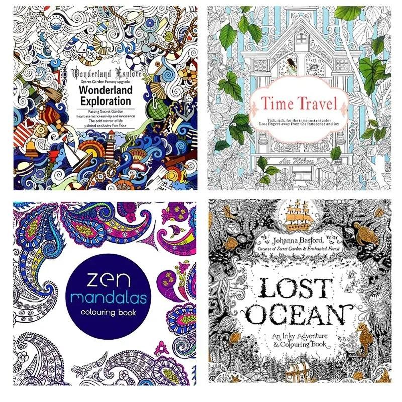 

24 Pages Mandalas Flower Coloring Book for Children Adult Graffiti Drawing Hand Drawn Coloring Mandala Painting Coloring Book