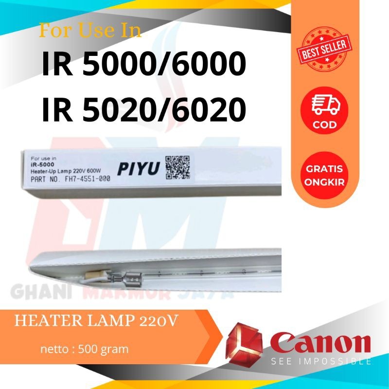 Heater Lamp 220v / 600watt. Mesin Fotocopy / Lampu Pemanas Curing Sablon 40cm (Harga per pcs)