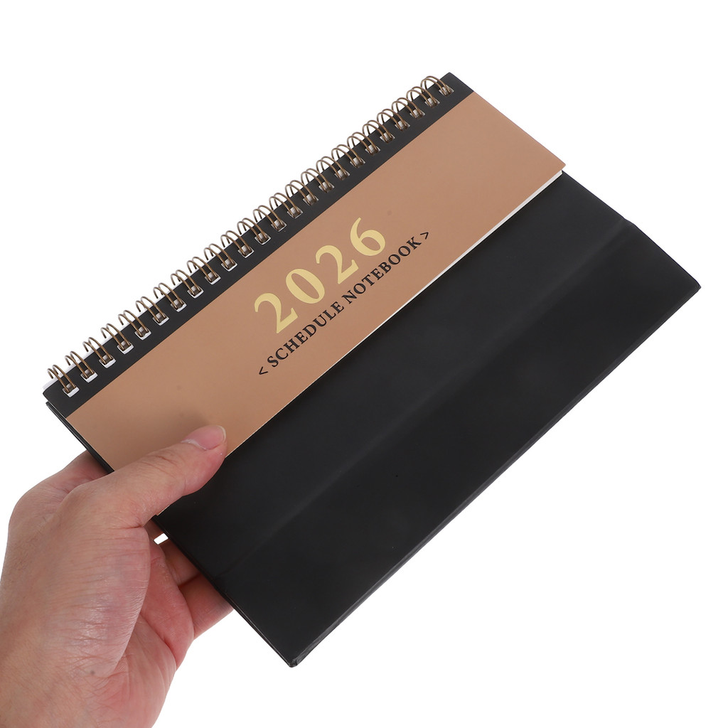 

Mini Horizontal Desk Calendar 2026 Pink Coffee Flip Page Office Supplies Cute Planner Monthly Tracker Standing Design