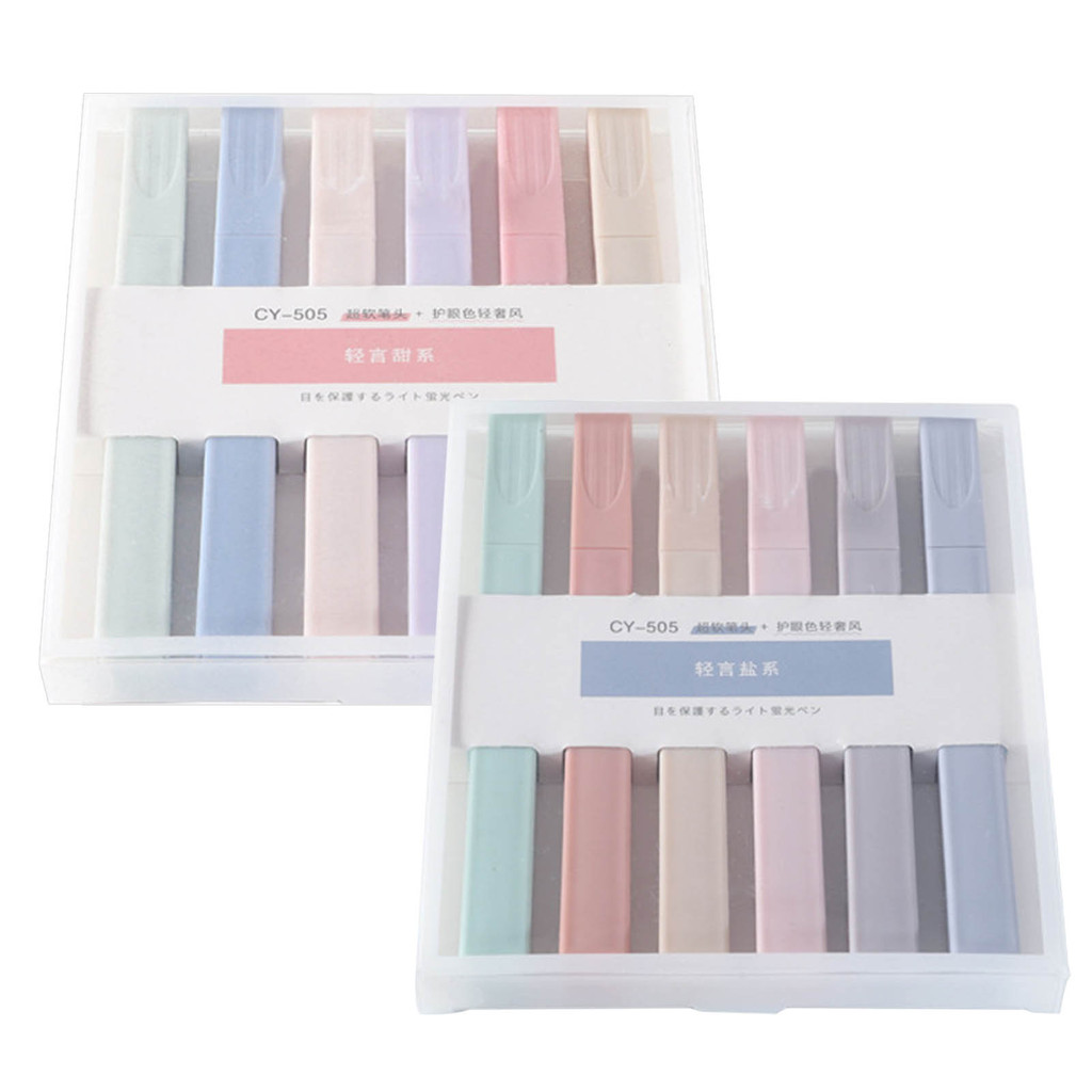 

Andstal 6pcs/Lot Morandi Highlighter Pen Set 24 Colors Pastel Fluo For School Text Markers Stationery Mini Felt-tip Highlighters