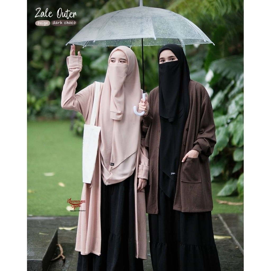 ZALE OUTER BY KHUMAIRA SYARI | OUTER PANJANG WANITA BAHAN PREMIUM | LONG CARDI MUSLIMAH (BISA COD)