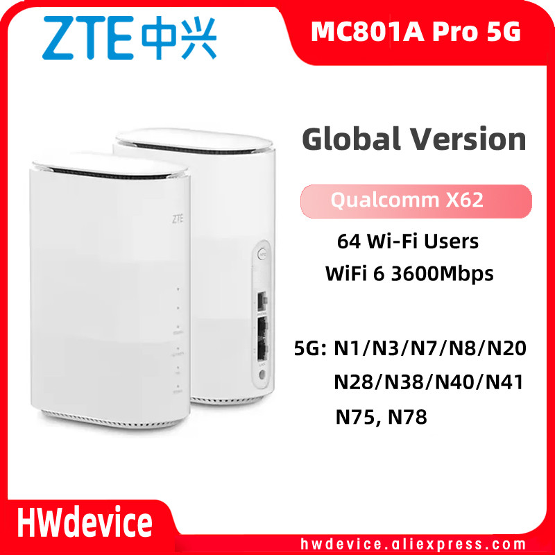 New ZTE MC801A Pro Indoor CPE 5G Router Snapdragon X62 WiFi6 Support NSA and SA 12dBi High Gain Ante