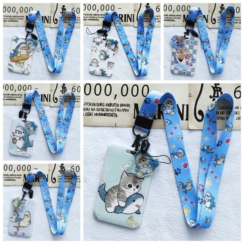 

Shark Cat ID Card Holder School Supply Hang Rope Lanyard Bus Card Cover Long Cute Badge Holder Name Card