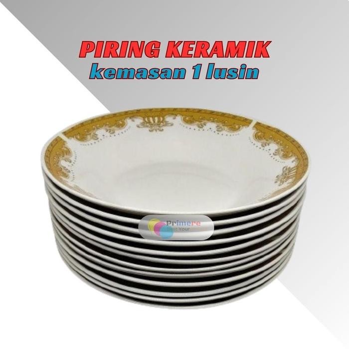 Piring Keramik Aesthetic Set 1 Lusin 9 Inch / Piring Makan Beling Lusinan Kitchenware - 1 Lusin