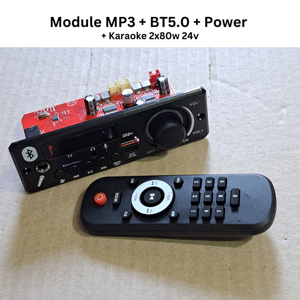 Module MP3 + Bluetooth 5.0 + Power + Karaoke 2x80W 24V