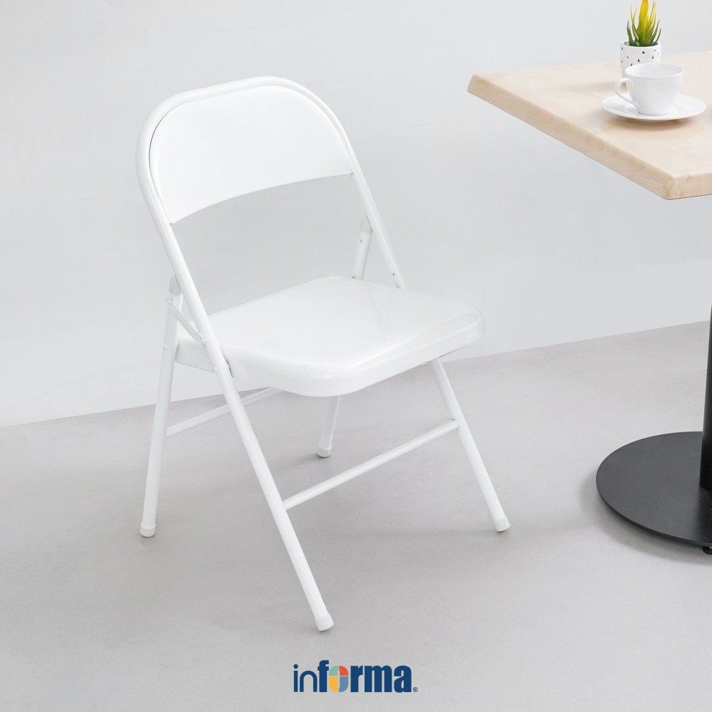 Informa Dalton Kursi Lipat Metal - Putih Multifunctional Foldable Chair Tempat Duduk Serbaguna Kursi