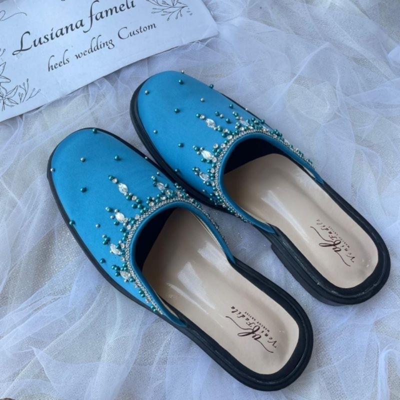 | Sepatu selop pengantin pria bebas custom warna shoes wedding sendal selop pria payet sepatu pengan