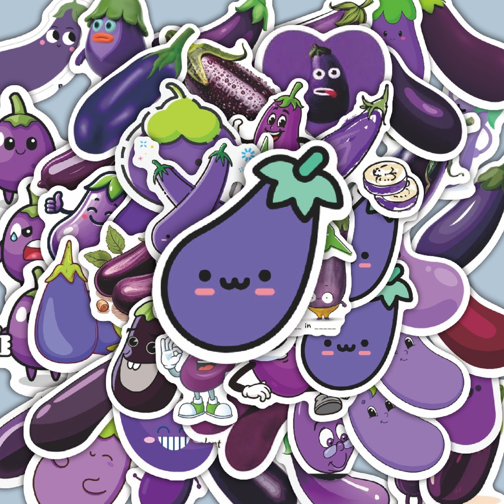 

100PCS Lucu Stiker Tumbuhan Terong Stiker Aesthetic Stiker Anti Air Stikers Berperekat Waterproof sticker decal buat Motor Helm Buku Journal Koper Casing HP Laptop Botol Minum Hadiah anak