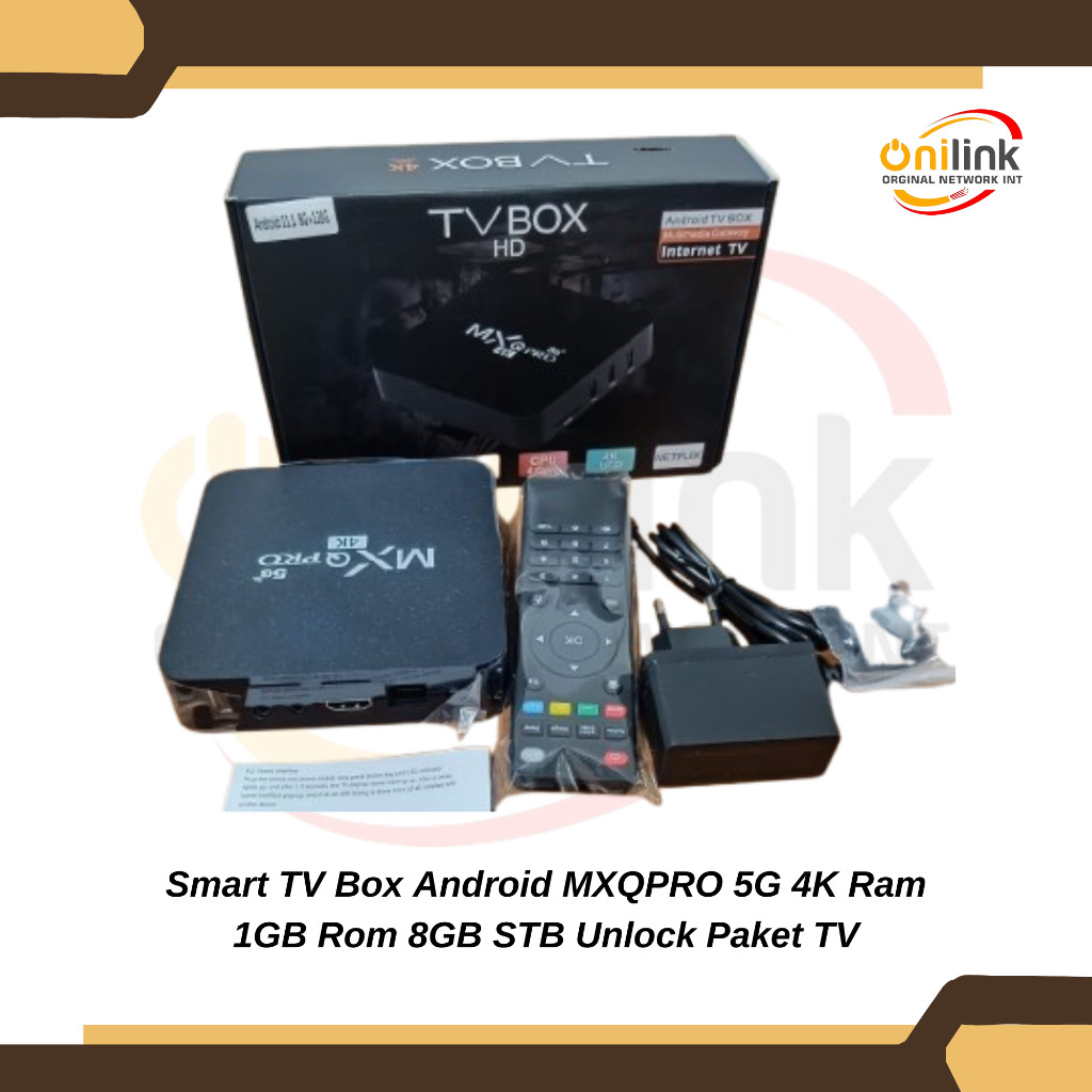 Smart TV Box Android MXQPRO 5G 4K Ram 1GB Rom 8GB STB Unlock Paket TV