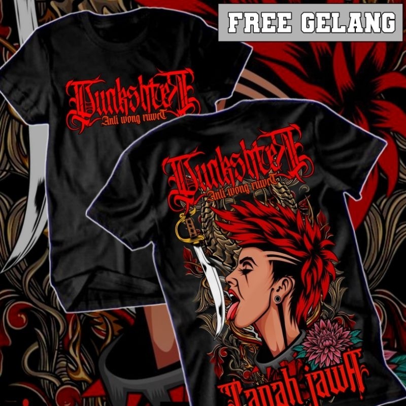 Kaos Punkshter Tanah Jawa Katun Combed 24s Free Gelang