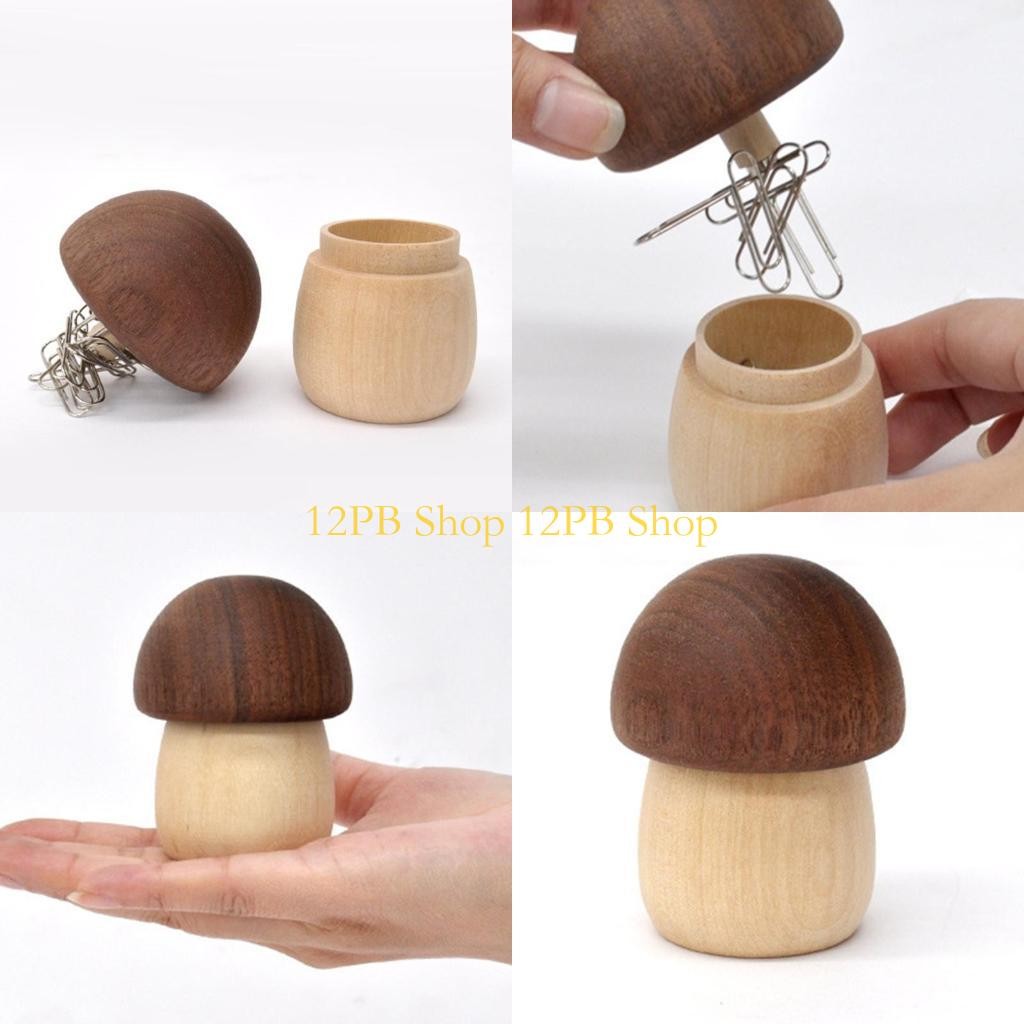 

12PB Wooden Paper Clip Dispenser Pushpin Storage for Case Thumbtack Dispense