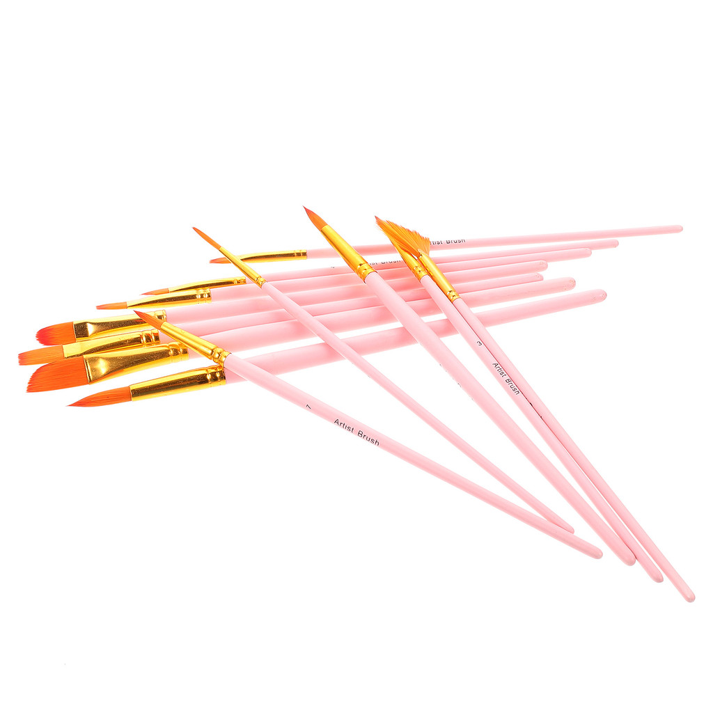 

12 Pcs Paint Brush Set Water Color Nylon Painting Watercolor Multipurpose for Pink Brushes Child