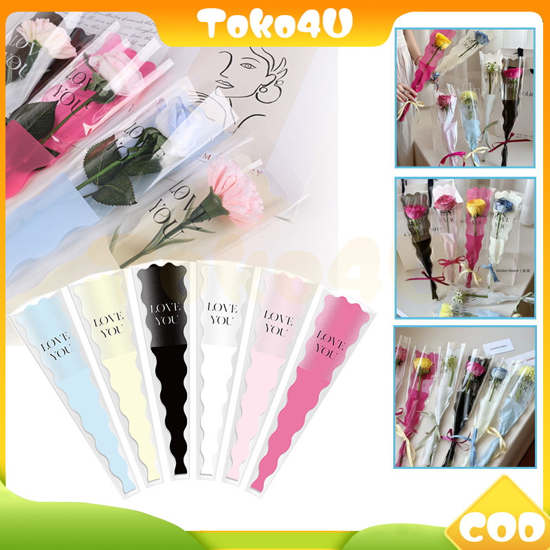 

plastik bungkus bunga/plastik untuk bunga mawar 1 tangkai edisi love you/single stalk rose bungkus/plastik bungkus buket/