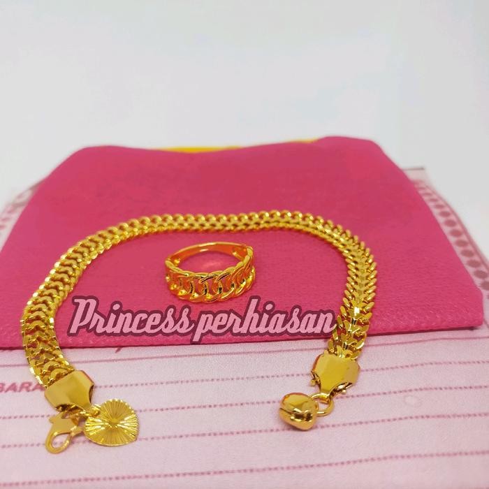 gelang tikar emas asli 5gram kadar 700 free cincin rantai tidak mudah luntur ada surat