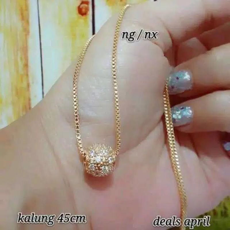 kalung bola berlapis emas asli 5gram kadar 700 ada surat