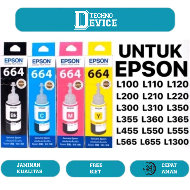 Paket 1 Set Tinta Epson 664 Original Untuk Epson L- Series [L100 L110 L120