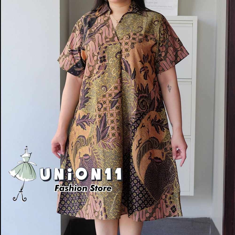 [𝗗𝘆𝗻𝗮𝗿𝗮] DRESS BATIK JUMBO WANITA / DRESS JUMBO WANITA LD 126 / BAJU JUMBO WANITA / BAJU KERJA WANIT