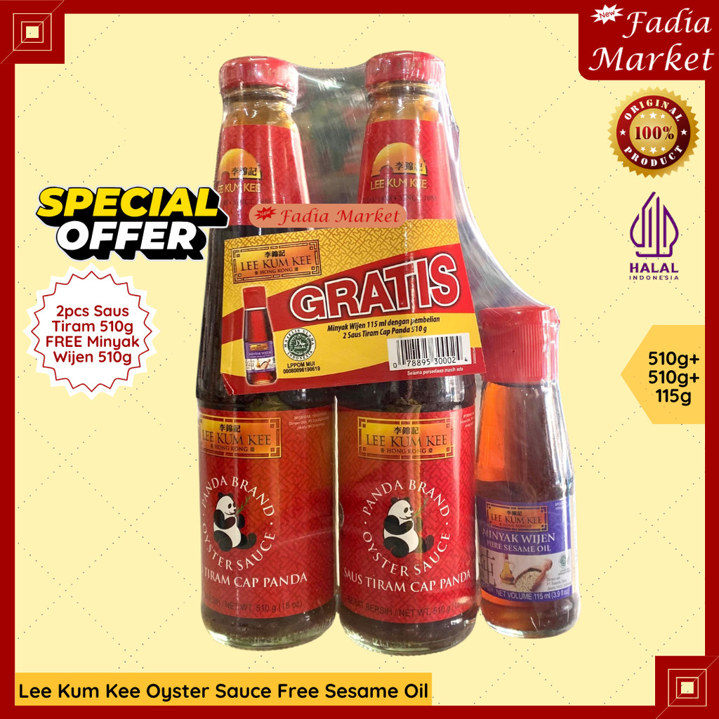 

Lee Kum Kee Saus Tiram Oyster Sauce 510g 2pcs Banded + FREE Bonus Minyak Wijen Sesame Oil 115g