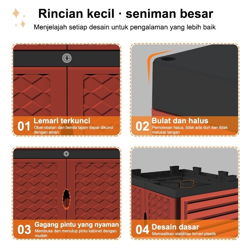 PMJ LOKER PLASTIK 4 SUSUN - Lemari Pakaian Portable dengan Laci, Anti Rayap, Mudah Dipasang