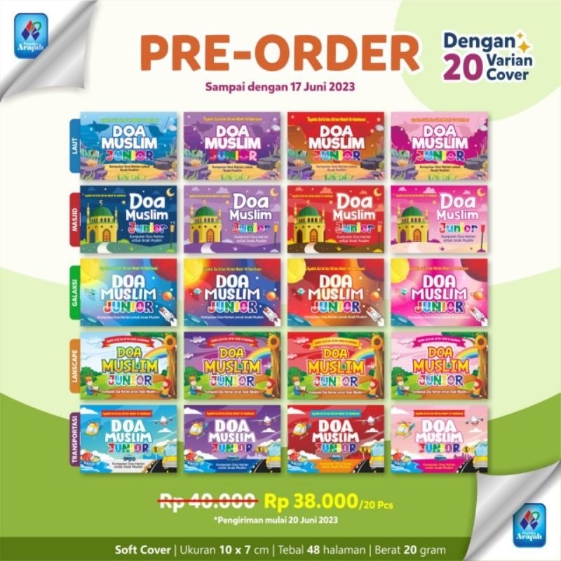 Doa Muslim Junior 20 pcs Doa Harian Sunnah Anak Hadiah Souvenir