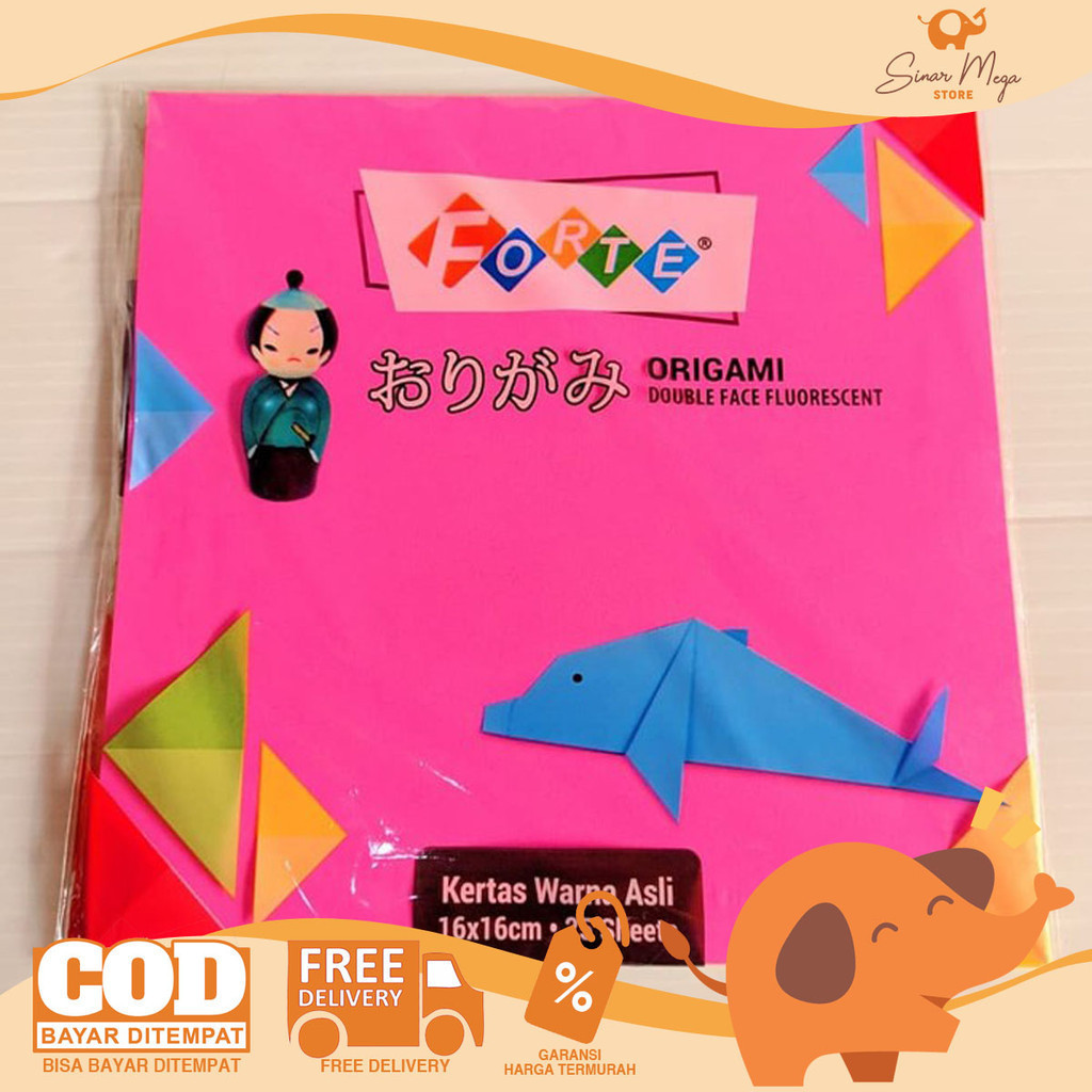 

Forte Origami Double Face Flourescent 16x16 25 Sheets/ Kertas Warna Lipat Murah