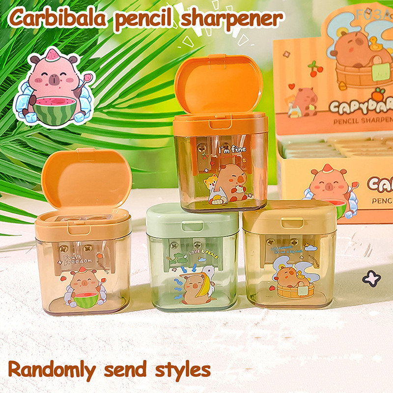 

Cartoon Cute Capybara Double Hole Pencil Sharpener Portable Creative Mini Manual Pencil Sharpener Student Stationery Gifts
