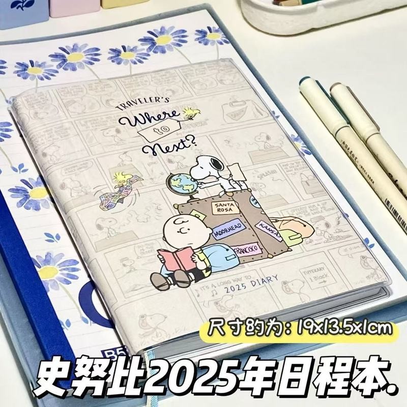 

2025 Anime Snoopy Notebook B6 Student Weekly Planner Notebook Color Inner Page Diary Draft Notepad Student Writing Stationery