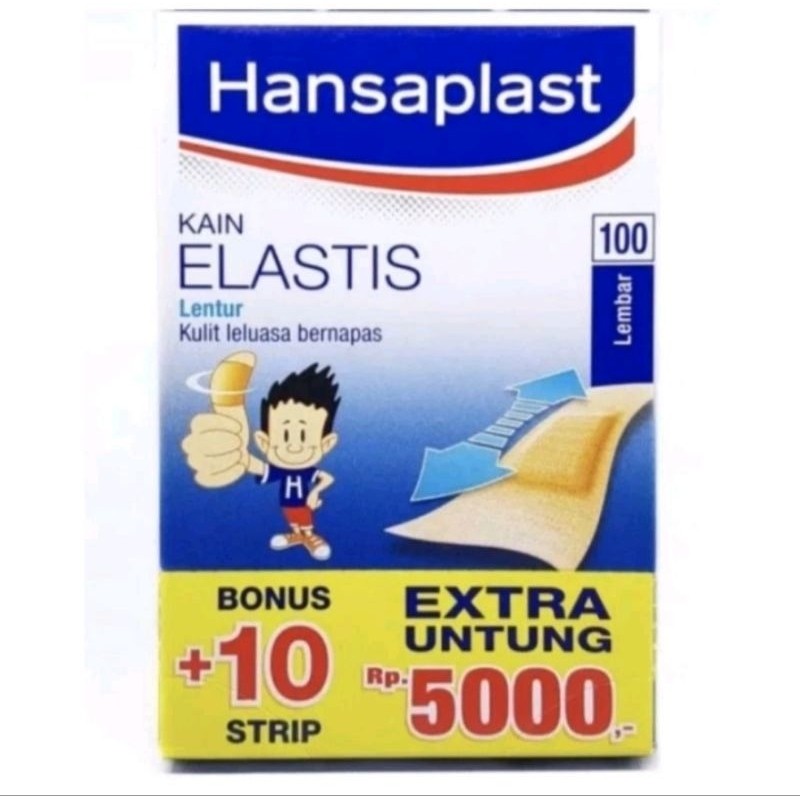 HANSAPLAST KAIN ELASTIS STANDARD (100 LEMBAR) BONUS 10  / PLASTER / PLESTER Hansaplast 100+10
