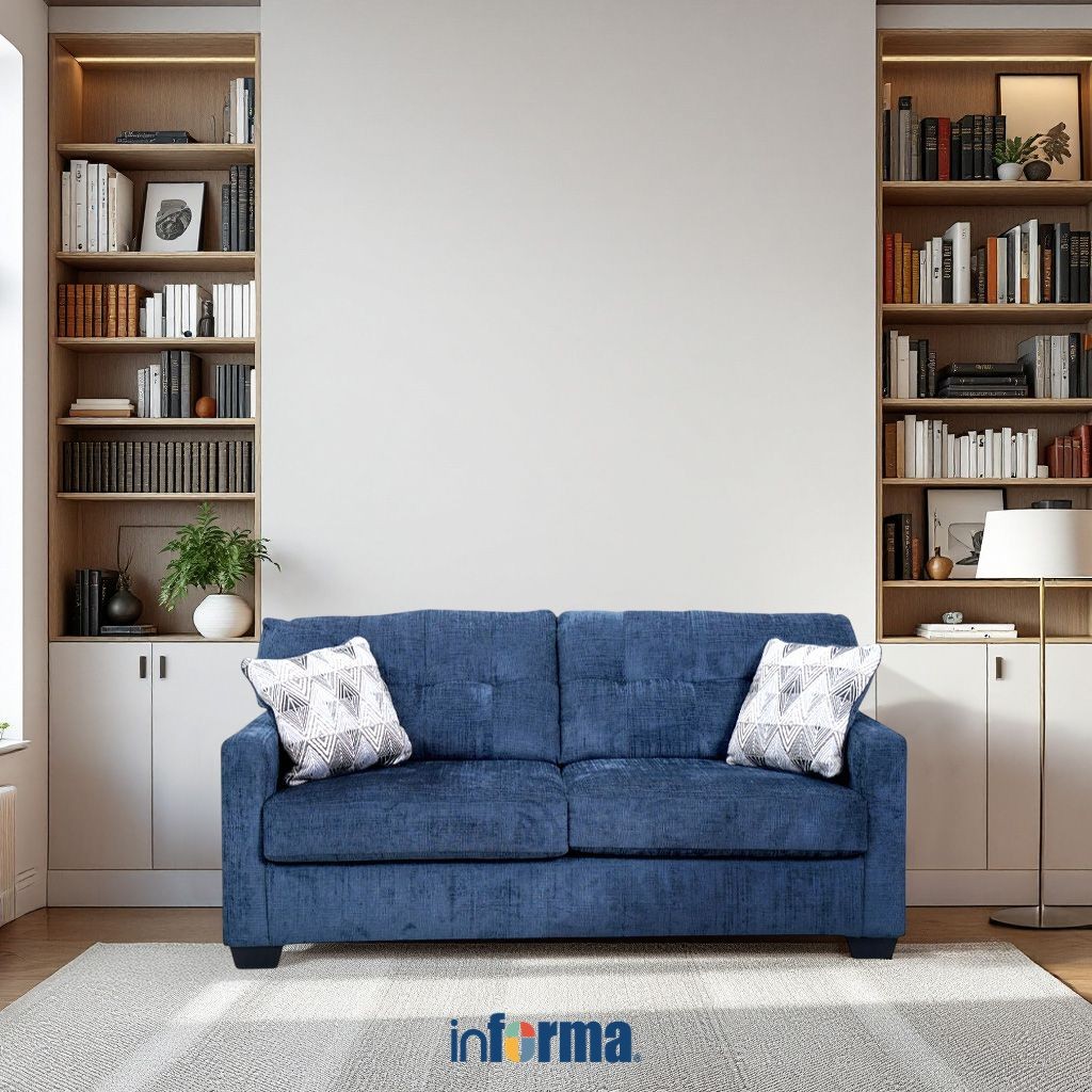 Informa Ashley Mahoney-2 Sofa Fabric - Biru Navy Tempat Duduk Empuk Sofa Ruang Tamu Furniture Indoor