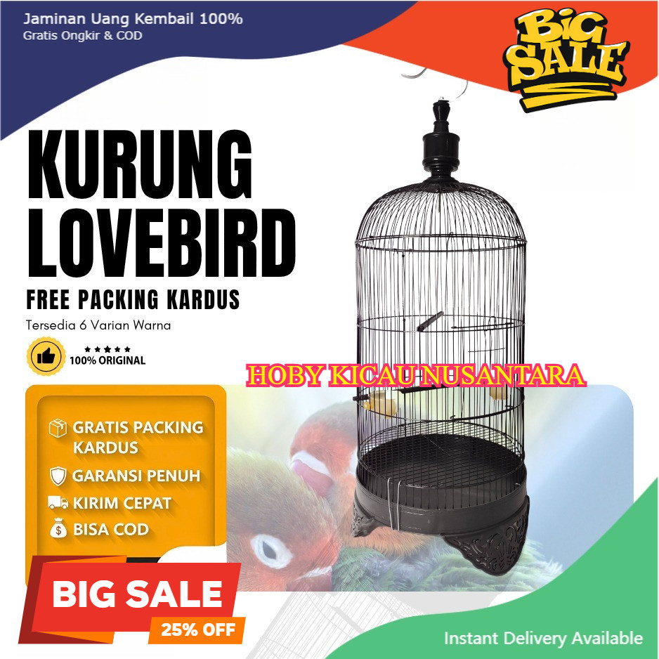 paket luar kota Kurungan Sangkar Kandang besi Burung lovebird import bonus cepuk dan tangkringan