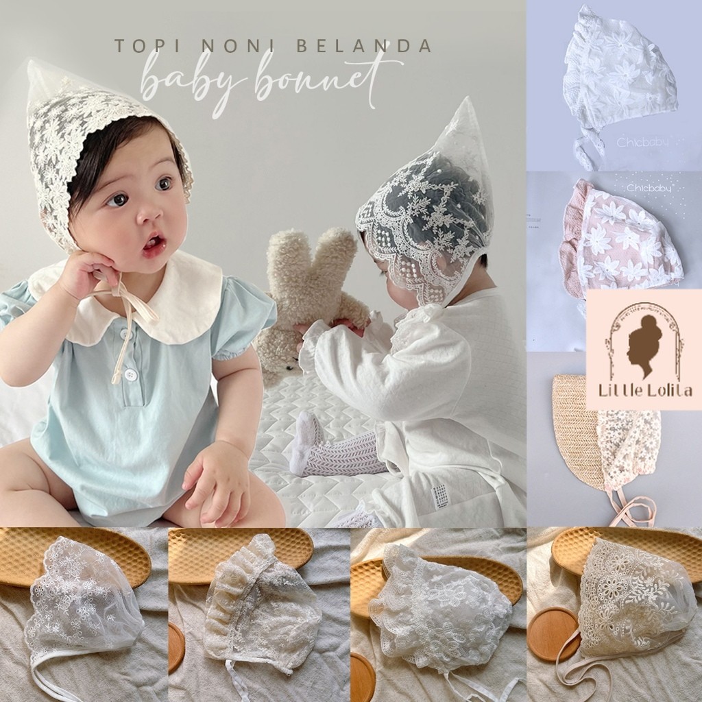 Topi Bonnet Bayi - Topi noni belanda renda lace anak perempuan