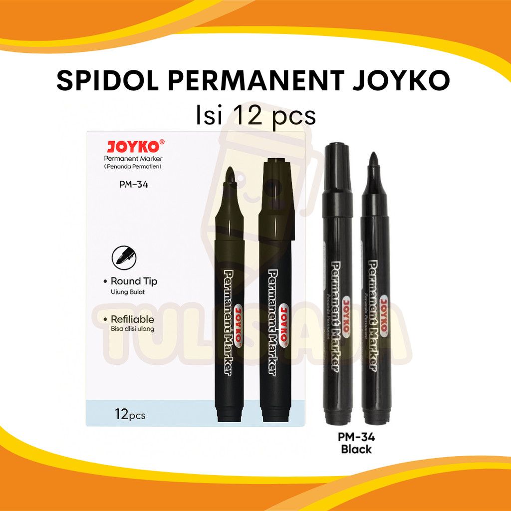 

SPIDOL PERMANENT JOYKO PM-34 PER BOX ISI 12 PCS TINTA HITAM