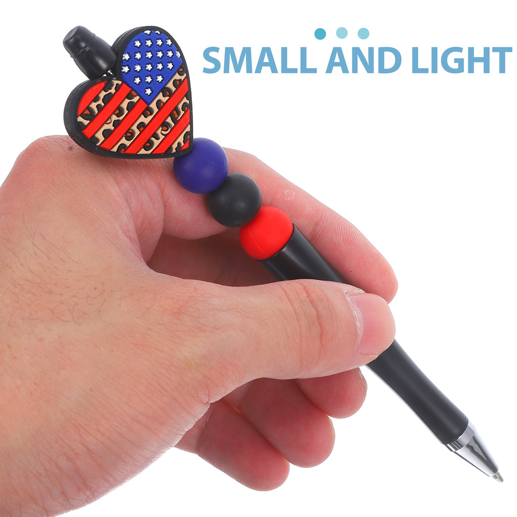 

Cartoon Silicone Pen Heart Shaped American Flag Independence Day Themed Stationery Gel Pens