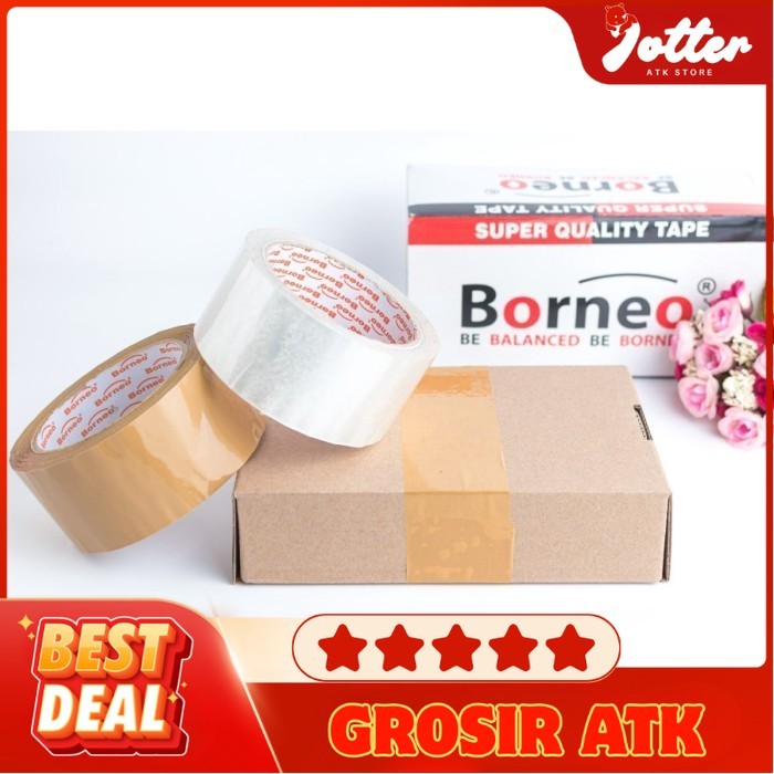 

(ECER) BORNEO OPP TAPE L CORE MERAH BENING/COKLAT 45MMX80Y | Jotter Grosir ATK