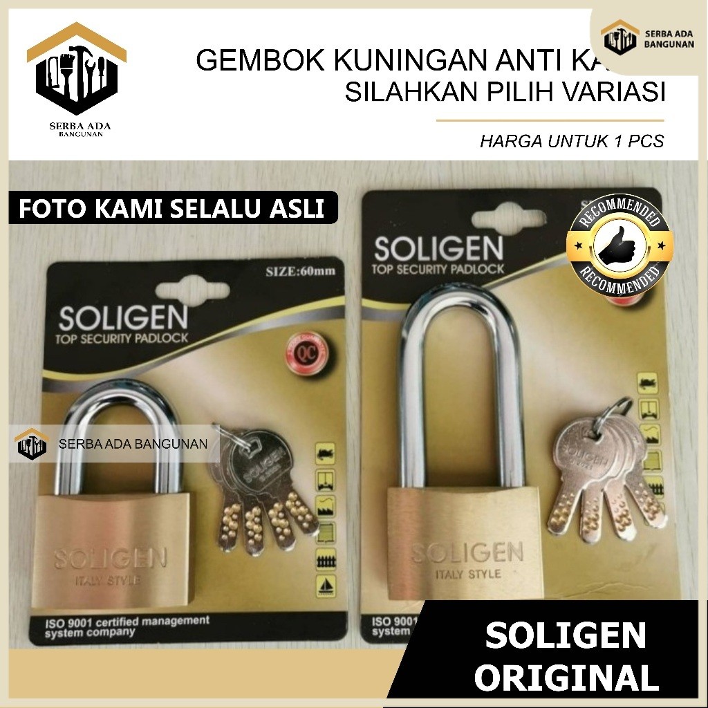 SAB Gembok Pagar Kunci Komputer Soligen Kuningan Asli 60mm Panjang Pendek GEMBOK SOLIGEN /GEMBOK