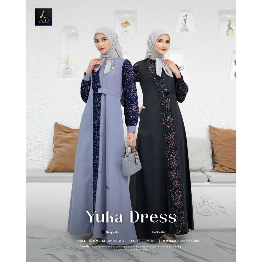 Yuka Dress by Lubi | Gamis Lubi Terbaru Premium | Gamis Seragaman | Gamis Kekinian |Gamis Kasyifa da