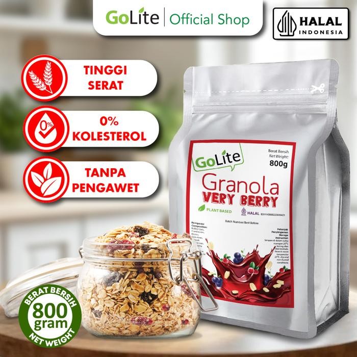 

GoLite Granola Very Berry 800g Toasted Muesli Oatmeal Buah Kering Wholegrain Rolled Oat