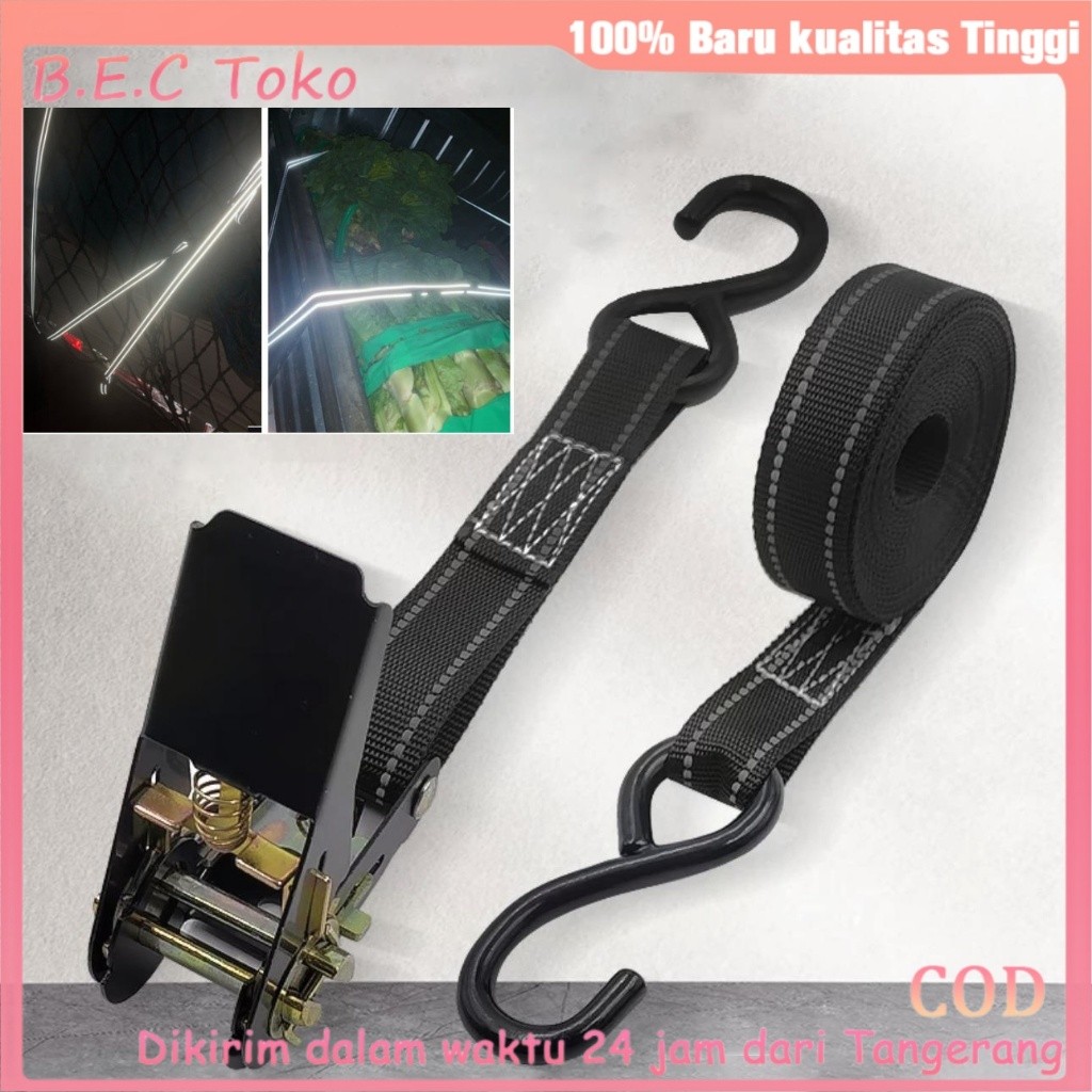 5/10 Meter Tali Krek Sound/Bercahaya Tali Pengikat Kargo Tali Ratchet Yang/Mengamankan Kargo -B.E.C