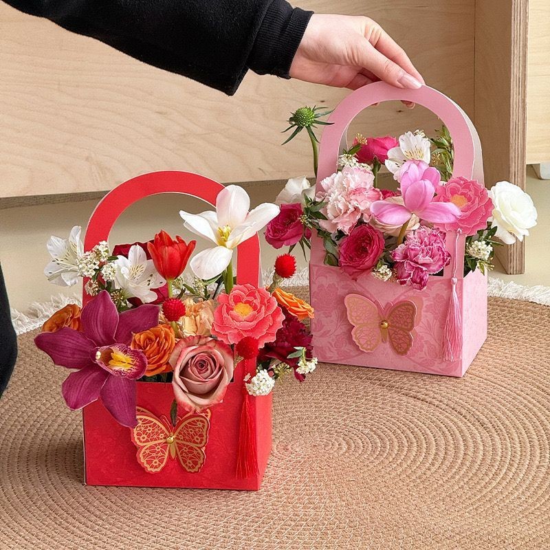 

1pack3pc Flower Box | Box Bunga Hari Ibu | Tas Bunga | Kotak Kado | Handy Bag Model Kupu Mother'sDay