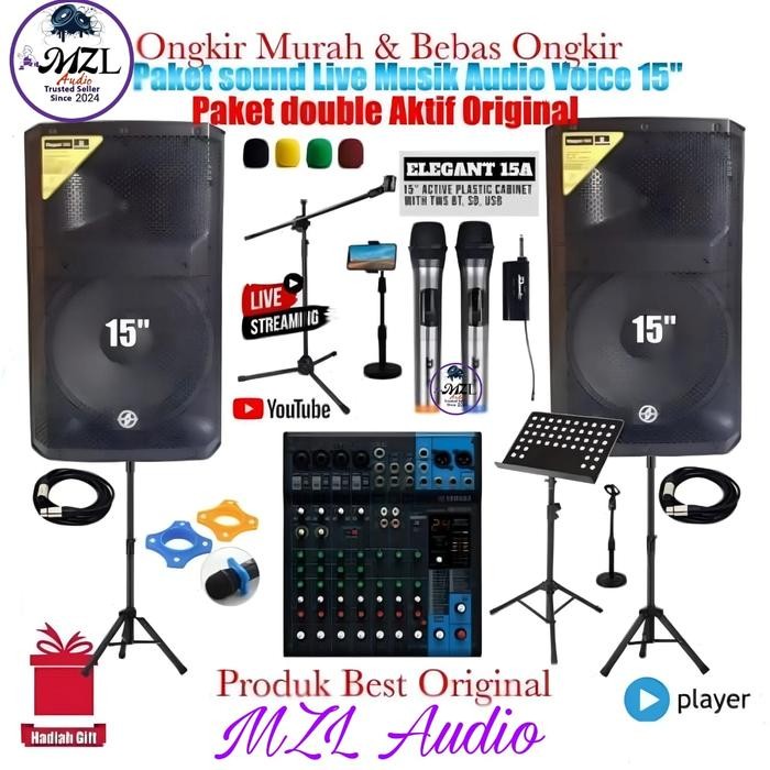 Paket Sound system Live musik Double Power Audiovoice Elegant 15A Original