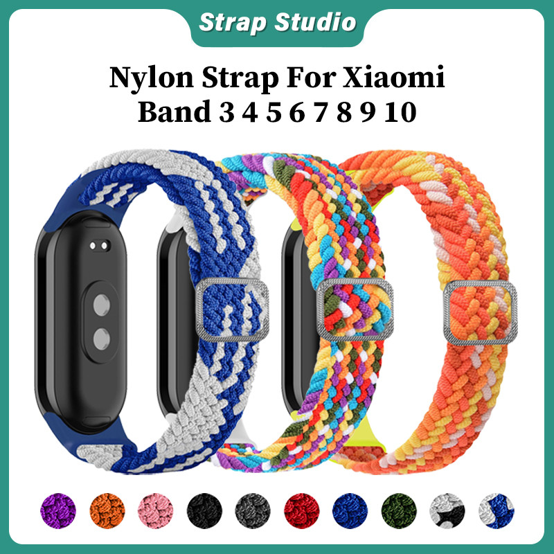 Strap Xiaomi Band Elastic Nylon Mi Band 3 4 5 6 7 8 9 10 Adjustable Strap Smartwatch M6 M7  Replacem