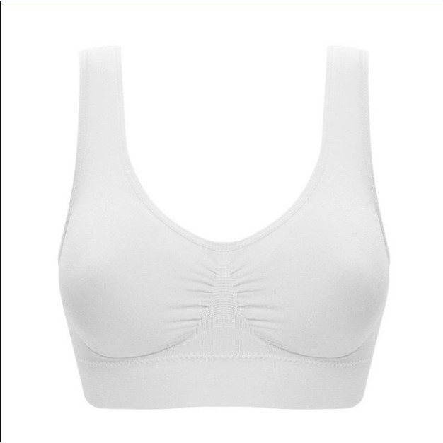 [KUALITAS TERBAIK] Seamless Bra BH Jumbo Big Size Sport Olahraga Santai - Putih, L (LD 85-95)